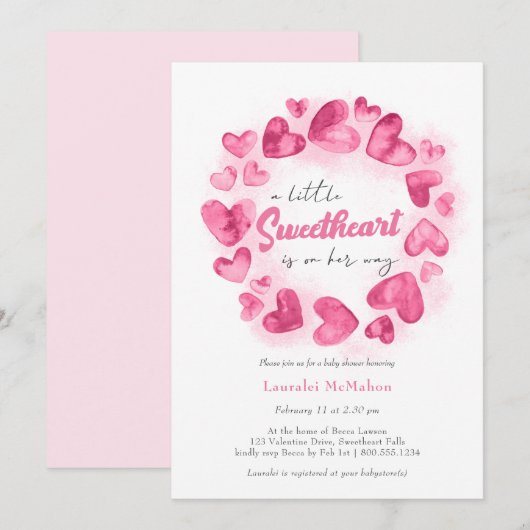 Kleine liefje Roze Valentijnse Baby showers Kaart (Voorkant / Achterkant)