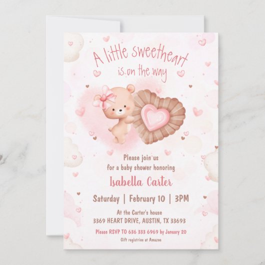 Kleine liefje Roze Valentijnse Baby showers Kaart (Voorkant)