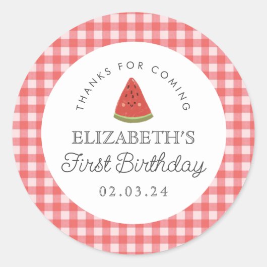 Kleine liefje Watermelon Eerste Verjaardag Ronde Sticker (Voorkant)