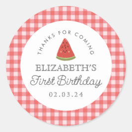 Kleine liefje Watermelon Eerste Verjaardag Ronde Sticker