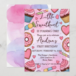 Kleine Liefje wordt één Valentijns Verjaardag Feestdagenkaart