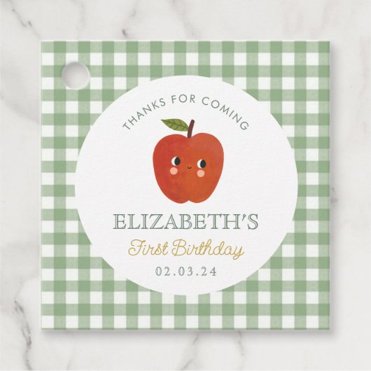 Kleine lieve appel eerste verjaardag bedankjes labels (Voorkant)