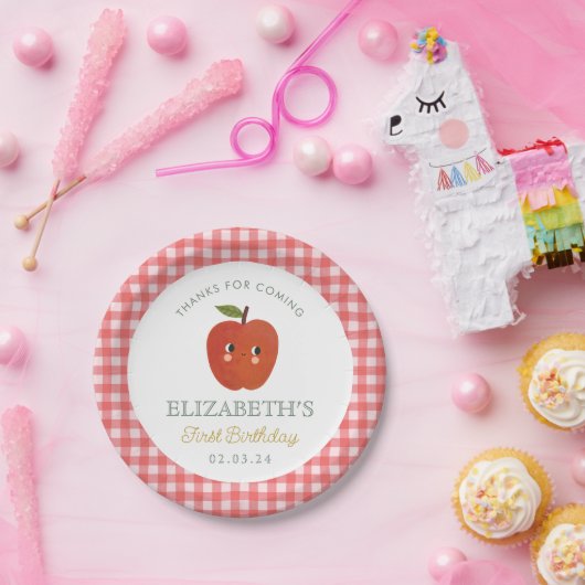 Kleine lieve appel eerste verjaardag papieren bordje (Feest)