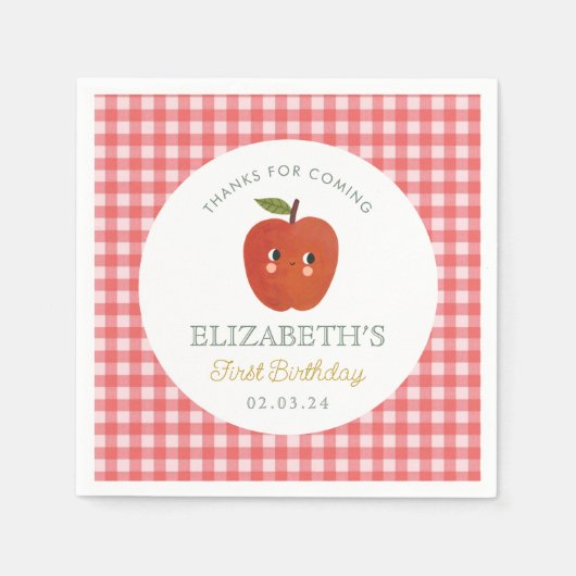 Kleine lieve appel eerste verjaardag servet (Voorkant)