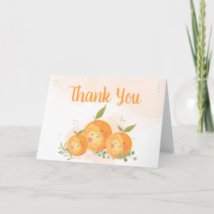 Kleine lieve citrus sinaasappel baby shower bedankkaart