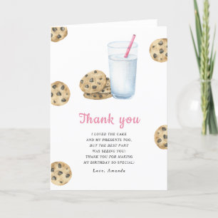Kleine lieve Cookie meisje verjaardagsfeestje dank Bedankkaart