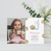 Kleine lieve Cookie meisje verjaardagsfeestje dank Bedankkaart (Staand voorkant)