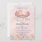 Kleine lieve erwt | Schattige Pink Flowers Baby sh Kaart (Voorkant)