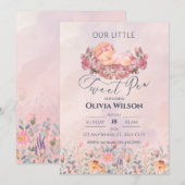 Kleine lieve erwt | Schattige Pink Flowers Baby sh Kaart (Voorkant / Achterkant)