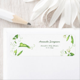 Kleine lieve erwten baby shower bedankt etiket