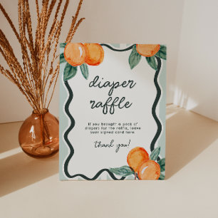 Kleine lieve grillige luierraffle-deelname reclamebord met voetstuk