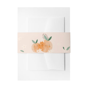 Kleine lieve oranje citrus botanische babyshower uitnodigingen wikkel