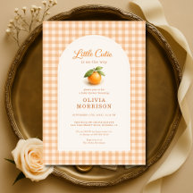 Kleine lieve oranje geruite babyshower