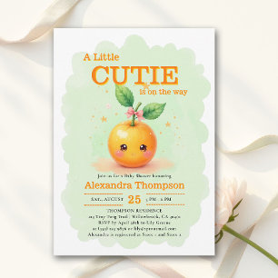 Kleine lieve oranje strik mintgroene babyshower kaart
