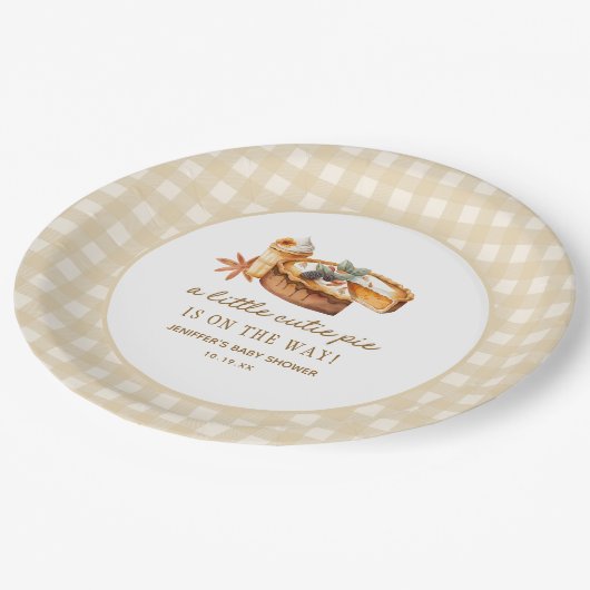 Kleine lieve pompoentaart Baby Shower Papieren Bordje (Gekanteld)