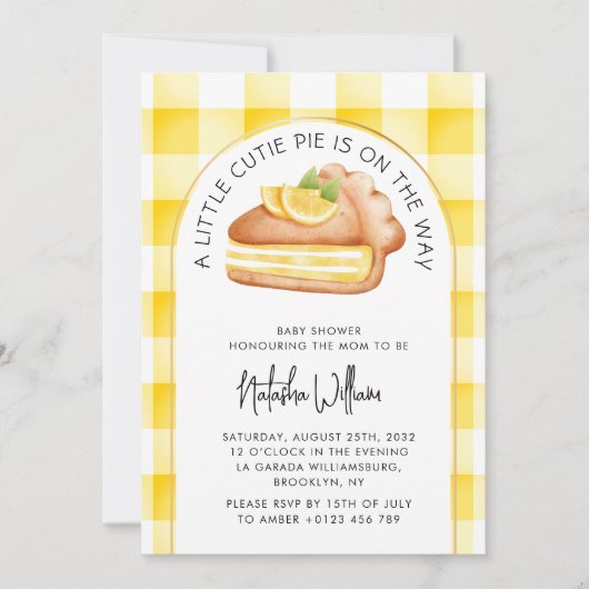 Kleine lieve schat geel geruit babyshower kaart (Voorkant)