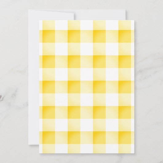 Kleine lieve schat geel geruit babyshower kaart (Achterkant)