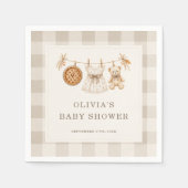 Kleine lieve schat herfst gingham babyshowerfeest servet (Voorkant)