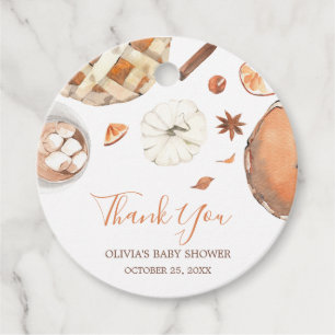 Kleine lieve schat herfst pompoen babyshower rond bedankjes labels