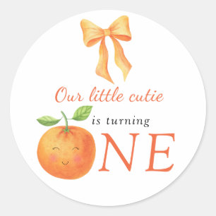 Kleine lieve sinaasappel 1e verjaardag ronde sticker