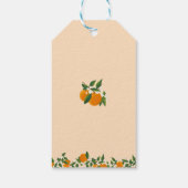 Kleine lieve sinaasappel baby shower cadeaulabel (Achterkant)
