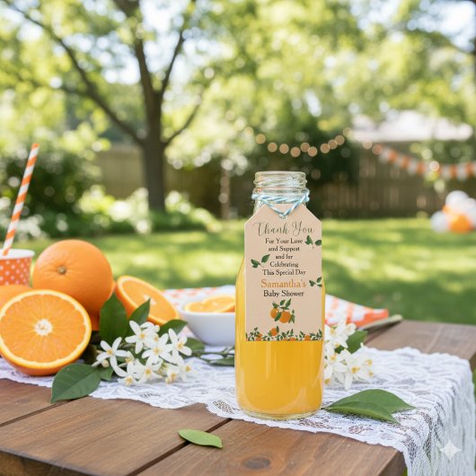 Kleine lieve sinaasappel baby shower cadeaulabel
