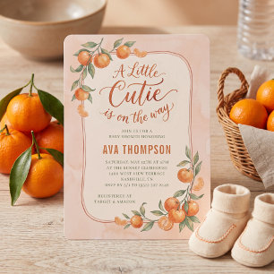 Kleine lieve sinaasappel baby shower kaart