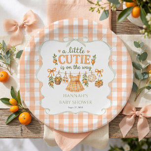 Kleine lieve sinaasappel baby shower papieren bordje