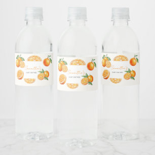 Kleine lieve sinaasappel baby shower waterfles etiket