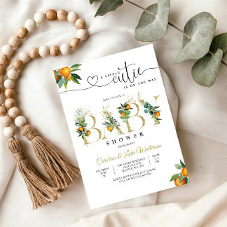 Kleine lieve sinaasappel babyshower uitnodiging