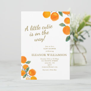 Kleine lieve sinaasappel citrus vrucht baby shower kaart