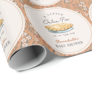 Kleine lieve taart Sinaasappel Bloemige baby showe Cadeaupapier