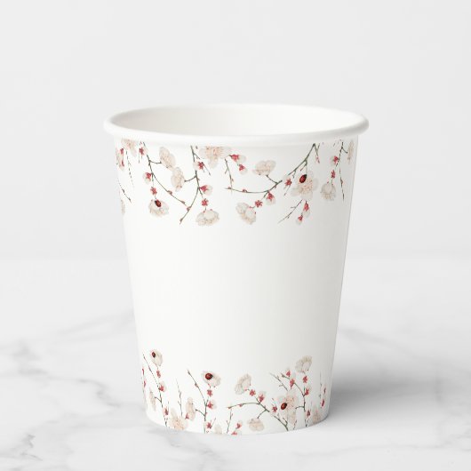 Kleine lieveheersbeestje Baby in Bloom Baby shower Papieren Bekers (Achterkant)