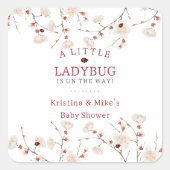 Kleine lieveheersbeestje Baby in Bloom Baby shower Vierkante Sticker (Voorkant)