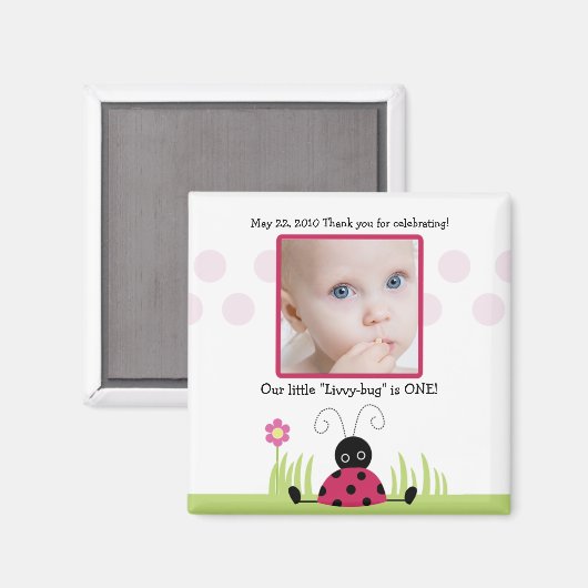 Kleine lieveheersbeestje Baby shower / Verjaardags Magneet (Voorkant / Achterkant)