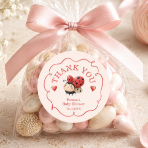 Kleine Lieveheersbeestje Dank Je Wel Baby Shower Ronde Sticker
