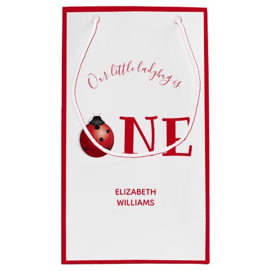 Kleine lieveheersbeestje een eerste verjaardag roo klein cadeauzakje (Achterkant)