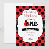 Kleine lieveheersbeestje eerste verjaardag Polka D Kaart (Voorkant / Achterkant)