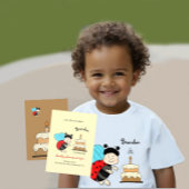 Kleine lieveheersbeestje jongen met taart