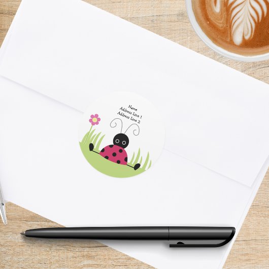 Kleine lieveheersbeestje ronde retour adreslabels sticker