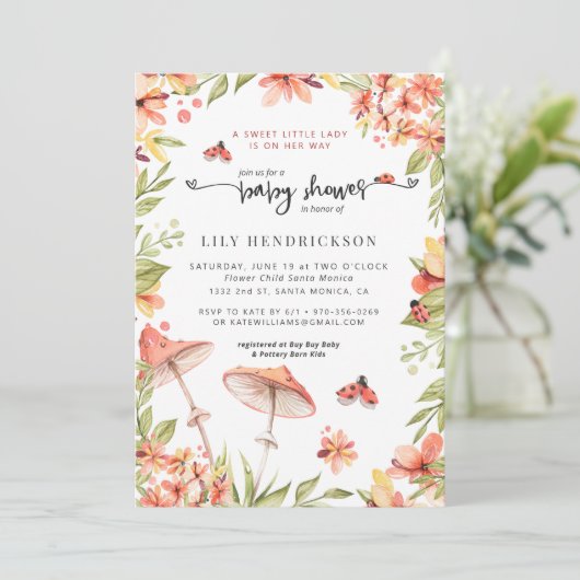 Kleine lieveheersbeestje | Spring Baby shower Invi Kaart (Staand voorkant)