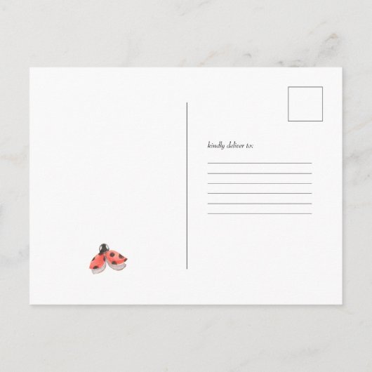 Kleine lieveheersbeestje | Spring Baby shower Invi Uitnodiging Briefkaart (Achterkant)