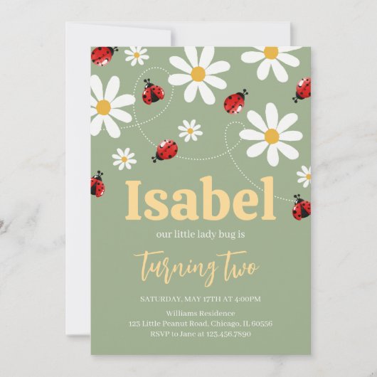 Kleine lieveheersbeestje verjaardag kaart (Voorkant)