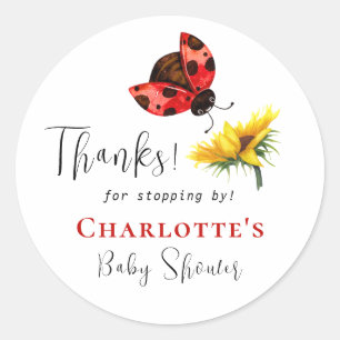 Kleine Lieveheersbeestje Zonnebloem Baby Shower Be Ronde Sticker
