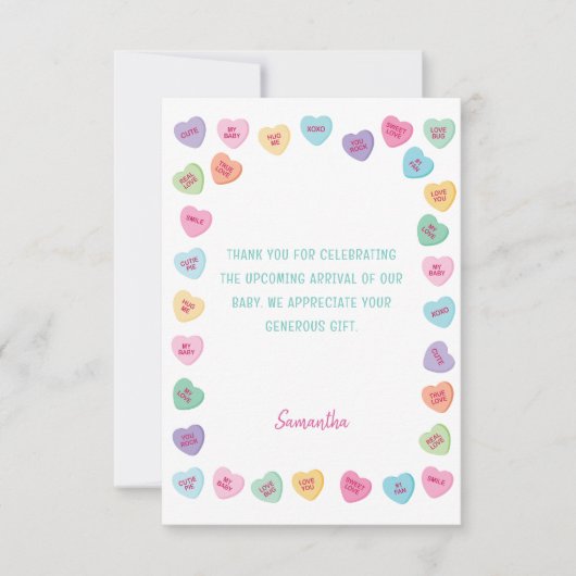 Kleine lieverd baby shower bedankkaart (Voorkant)