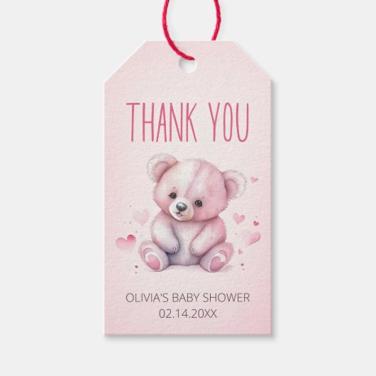 Kleine lieverd beer Baby shower Dank u Cadeaulabel (Voorkant)