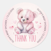Kleine lieverd beer Baby shower Dank u Ronde Sticker (Voorkant)
