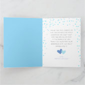 Kleine lieverd blauw gevouwen bedankkaart (Binnen)