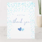 Kleine lieverd blauw gevouwen bedankkaart (Voorkant)