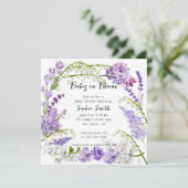 Kleine lila en paarse bloemen baby shower kaart (Staand voorkant)